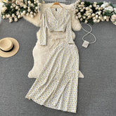 Vintage Two-Piece Set - Boho Matching Top and Skirt - Summer Vacation Sylvie Blue