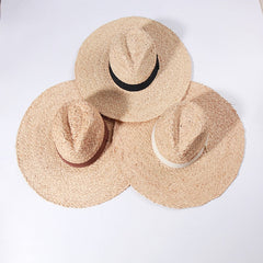 Sun Hats for Women - Wide Brim Fedora Raffia Straw Hat - British Top Beach Hats for Summer Vacation