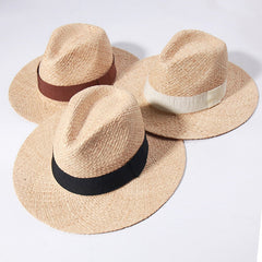 Raffia Panama Hats For Women Summer Sun Hat French Top Beach Hats Sunshade Ladies Vacation Straw Hats