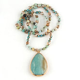Boho Necklace - RH Precious Lava Amazonite Oval Stones