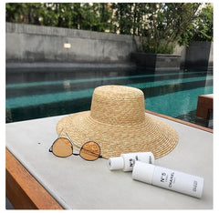 202305-tou ins dropshipping summer handmade straw wide brim Sunshade sunscreen lady beach cap leisure sun hat