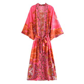 Boho Robe, Kimono Robe, Beach Cover up, Oceane Moon Light in Pink