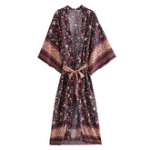 Boho Robe, Kimono Robe, Beach Cover up, Midnight Garden