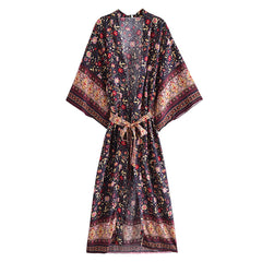 Boho Robe, Kimono Robe, Beach Cover up, Midnight Garden