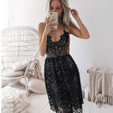 Boho Midi Dress, Sundress, Strapy Lace Chloe in White, and Black