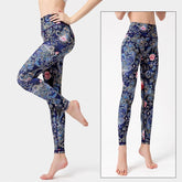 Yoga Legging, Yoga Pants, Boho Legging, Tight with Pocket Forrest in Vintage Flower