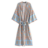 Boho Robe, Kimono Robe, Beach Cover up, Blue Rose of Oceane