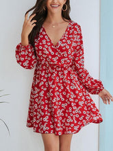 Small Daisy Front Wrap Long Sleeve Dress