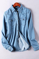 Turndown Collar Pocket Denim Shirt