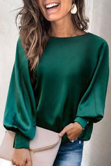 Satin Lantern Sleeve Blouse