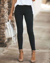 High Waisted Chic Elegant Solid Color Workwear Trouser Pants