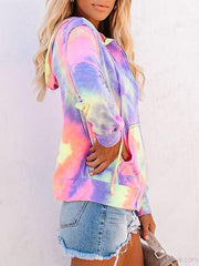 Zipper Tie-dye Print Hoodie Sweatshirt