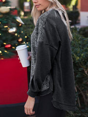 Side Split Color Block Plush Tops