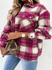 Plaid Print Autumn Women Shirt Jacket