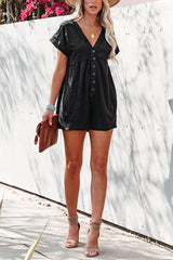 Dyanna Cotton Blend Pocketed Button Down Loose Romper