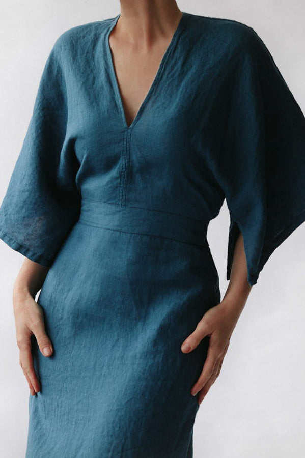 Once In A Lifetime Linen Casual Midi Dress