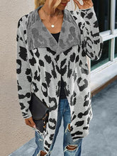 Leopard Long Sleeve Lapel Sweaters Coat