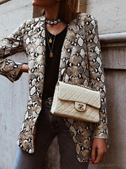 Snake Print Slim Suit Blazer Coat