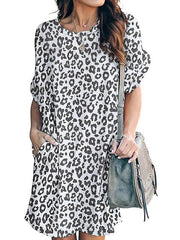 Camo Leopard Print Waffle Knitted Dress