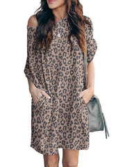 Camo Leopard Print Waffle Knitted Dress