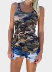 Camouflage Printed Sleeveless Tank Shirt