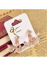 Cutout Design Rhinestone Decorated Metal Earrings