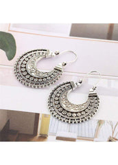 Cutout Silver Metal Moon Shape Earrings