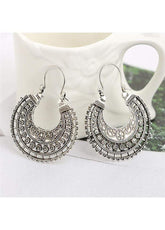 Cutout Silver Metal Moon Shape Earrings