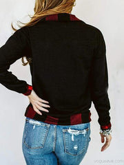 Plaid Print Zipper Up Sweatshirt