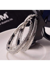 Daily Casual Silver Metal Circle Earrings