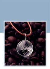 Dandelion Decorated Bulb Wish Pendant Woman Necklace