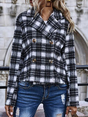 Plaid Print Cozy Short Blazer Coat