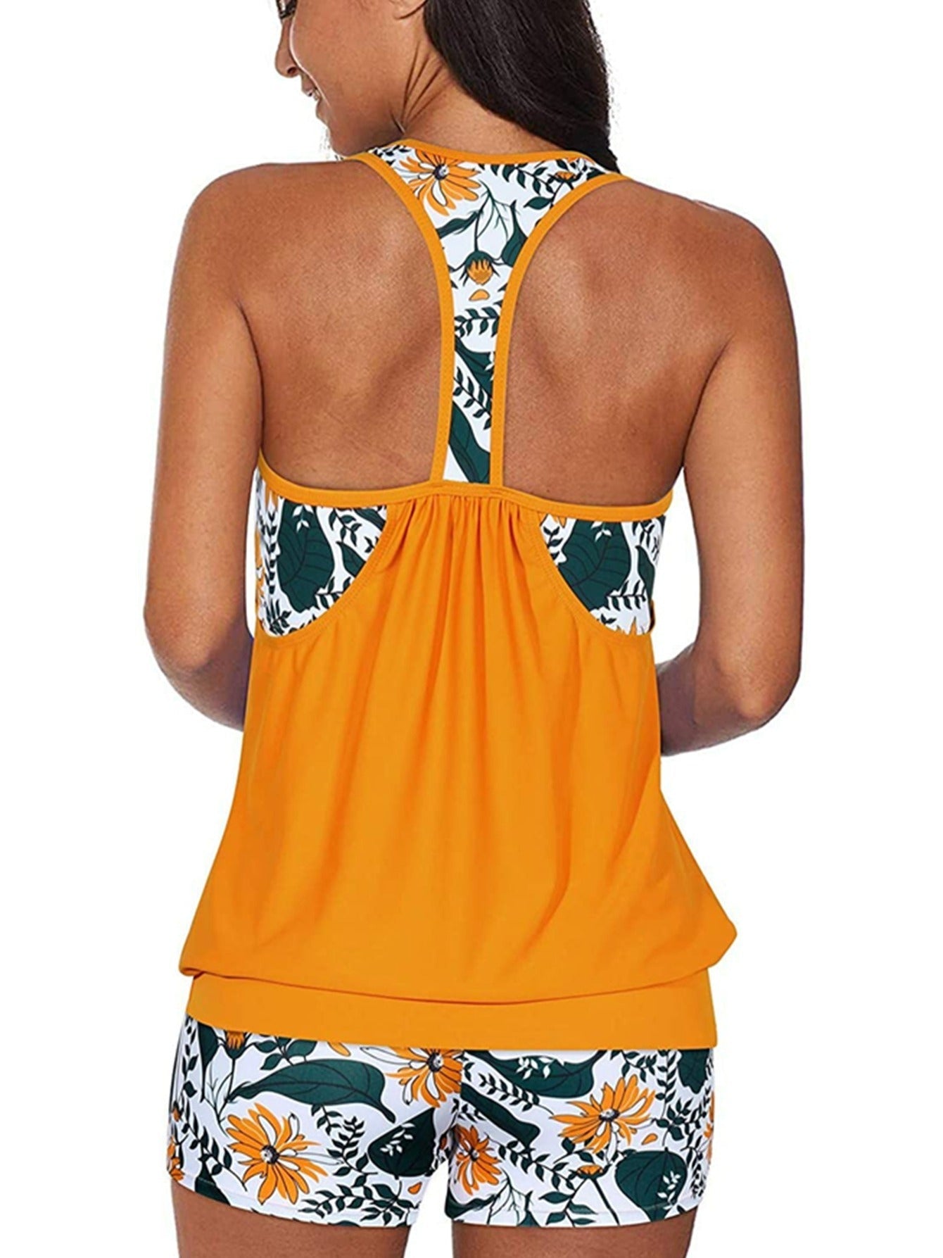 Women's Two Piece Tankini Swimsuits, Swim Tops With Tummy Control Shorts
