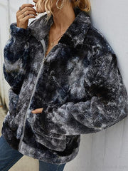 Tie-dye Print Plush Coat