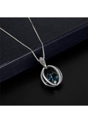 Earrings and Silver Metal Necklace for Woman