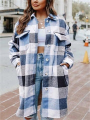 Fashion Plaid Long Sleeve Coat