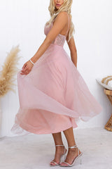 Carrie In Paris Tulle Lace Suspenders Party Maxi Dress