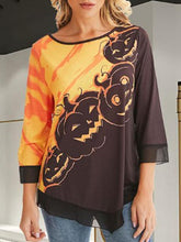 Halloween Print Long Sleeve Blouse