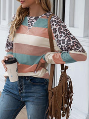 Leopard Patchwork Color Block Tops