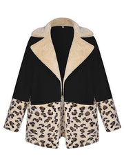 Leopard Patchwork Contrast Color Plush Coat