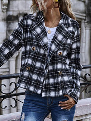 Plaid Print Cozy Short Blazer Coat