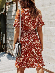 Print Ruffled A-line Midi Dress