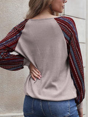 Printed Cross Waffle Knit Sweatshirt