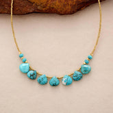 Boho Necklace, Choker Necklace, Turquoise, Natural Stone, Seeds