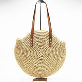 Boho Bag, Woven Straw Rope Tote Bag, Brown and Ivory Helen (2 sizes)