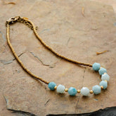 Boho Necklace, Choker Necklace, Amazonite, Natural Stone Beads