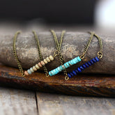 Boho Necklace, Choker Necklace, Blue Jasper, Lapis and Lazuli Coin