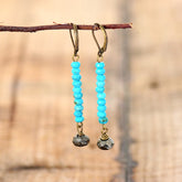 Boho Earrings, Dangle Earrings, Blue Black Labradorite