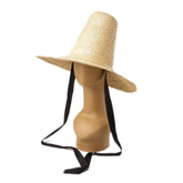 Boho Hat, Sun Beach Hat, Tall Crown Retro Hat, Black Ribbon