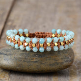 Boho Bracelet, Friendship Bracelet, Blue Amazoniteand Purple Jasper